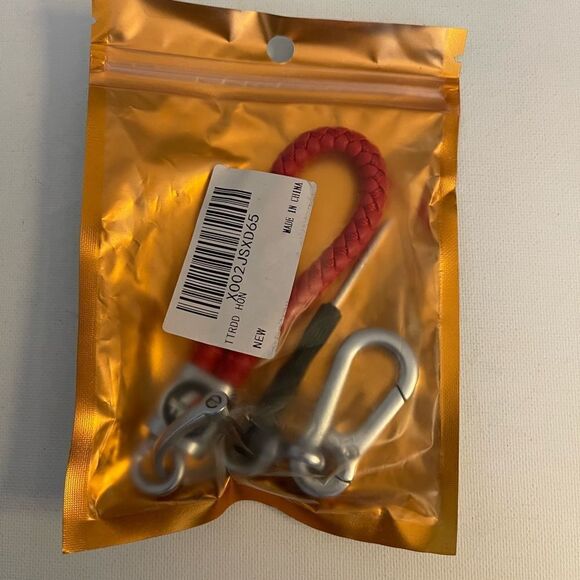 TRD Toyota Red Leather Rope fob keychain with Logo NWT - Picture 5 of 5